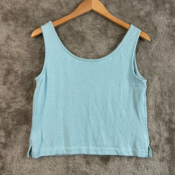 St. John Santana Knit Shell Top Blue Sleeveless Sweater Tank S Small READ - Picture 2 of 10